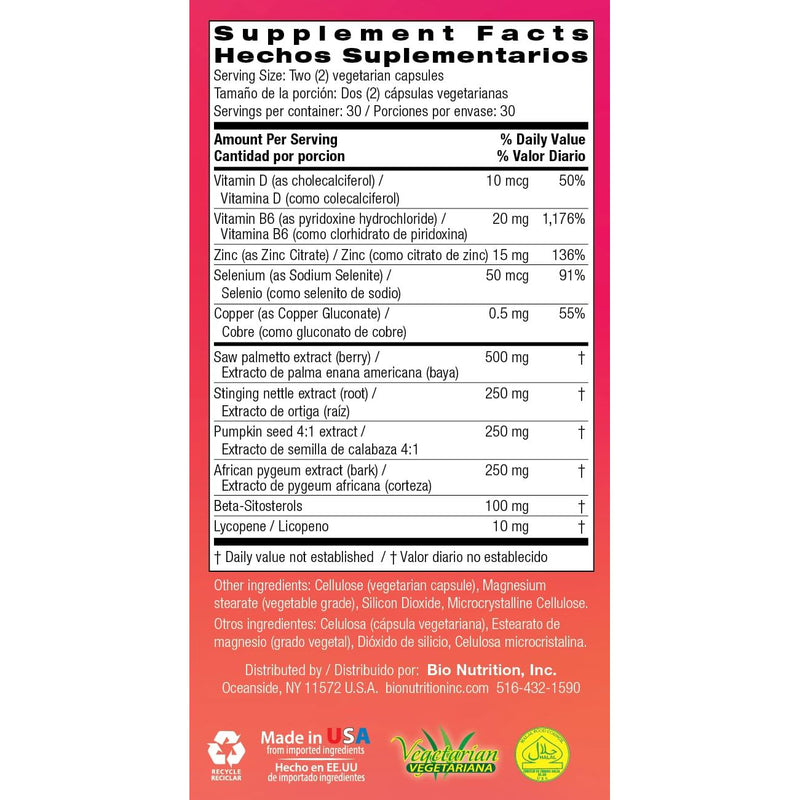 Bio Prostate 60 | Prostate Wellness Vegi-Caps, 60 Count