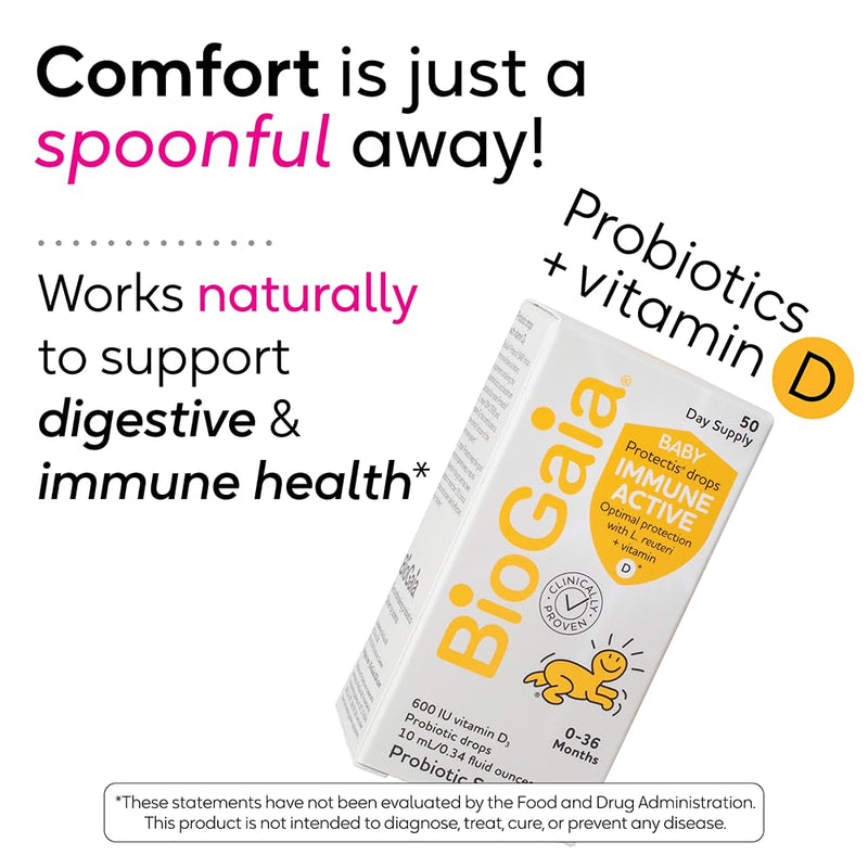 BioGaia Immune Active Baby Probiotic Drops + Vitamin D | 0-36 Months | Digestive & Immune Health