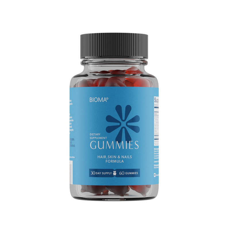 BIOMA Hair, Skin & Nails Beauty Gummies – Biotin, Collagen, Zinc & Vitamins C & E | Gluten-Free | 60 Gummies (30-Day Supply)
