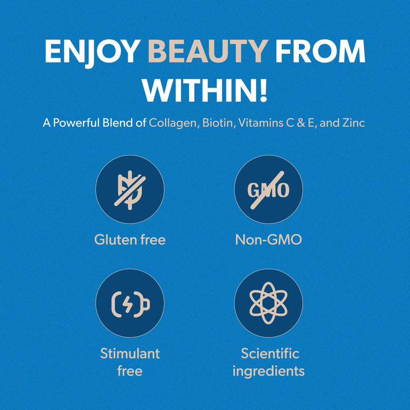 BIOMA Hair, Skin & Nails Gummies – Biotin, Collagen, Zinc, Vitamin C & D – Gluten-Free, 180 Gummies