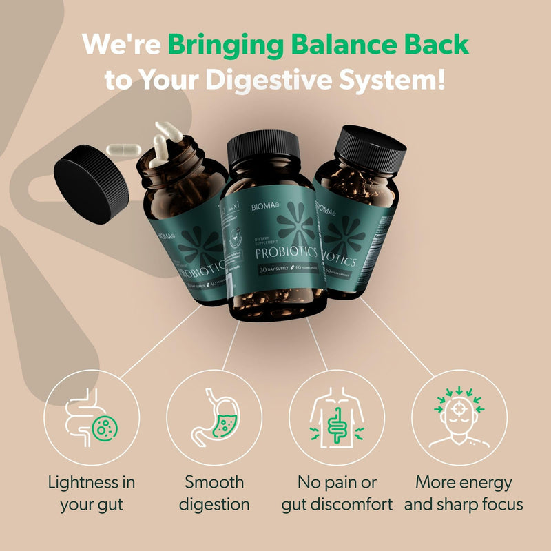 BIOMA Probiotics – Digestive Health Probiotic with XOS, Tributyrin & Bifidobacterium — 180 Delayed-Release Capsules (90-Day Supply)