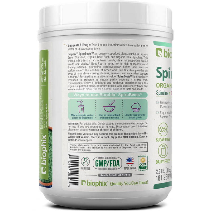 Biophix SpiruBeets 2.2 lb – Spirulina Beet Root Protein-Rich Superfood
