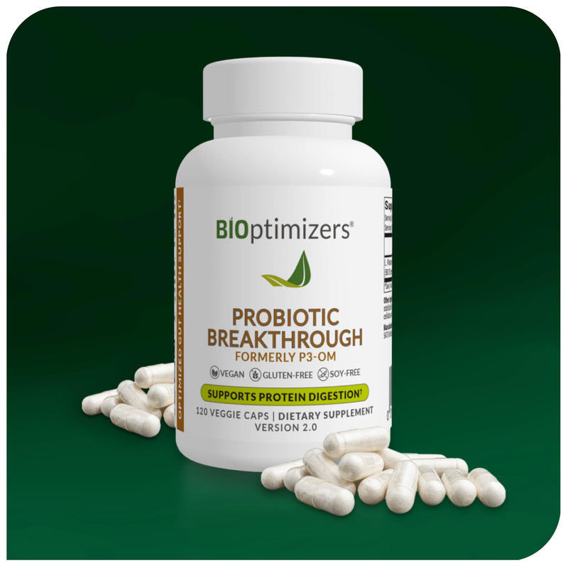 BIOptimizers Probiotic Breakthrough – Lactobacillus Plantarum OM Probiotics & Prebiotics for Gut Health, Digestion & Immunity – 120 Vegan Capsules