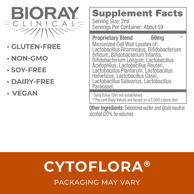 BIORAY CytoFlora Probiotic Immunity Tonic - 4 oz | Non-GMO, Vegetarian, Gluten Free