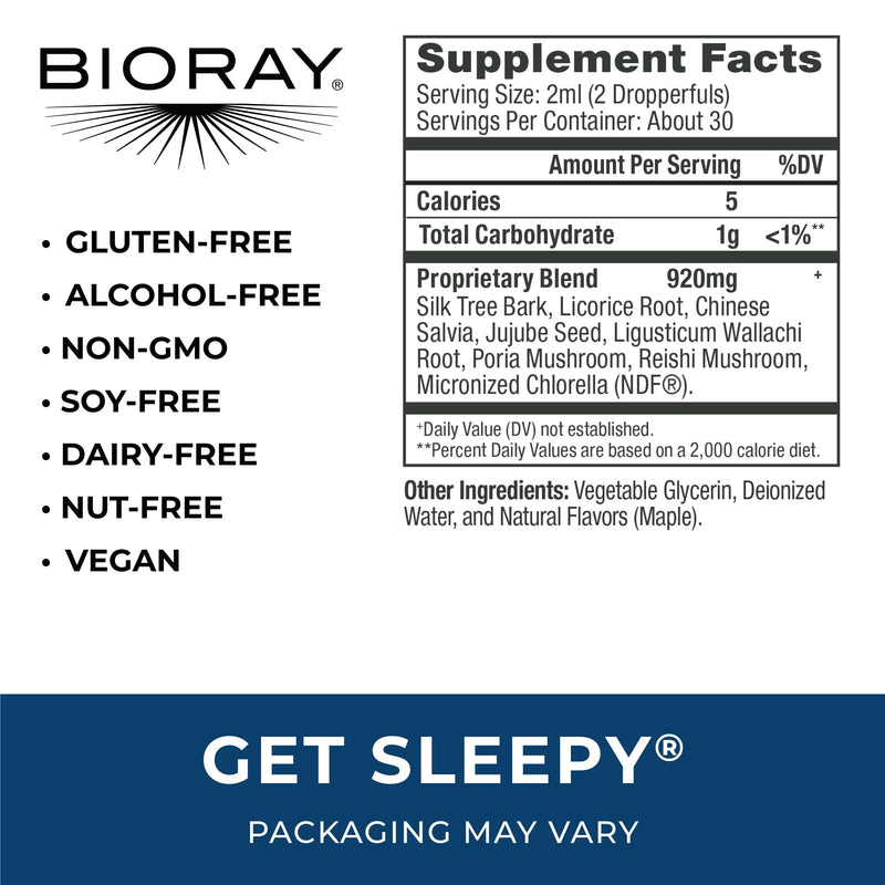 BIORAY Daily Get Sleepy – Sleep Support Liquid with Medicinal Mushrooms & Micronized Chlorella