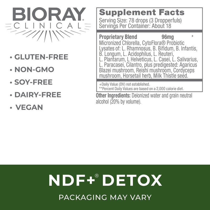 BIORAY Clinical NDF Plus 1 fl oz – Naturally Removes Toxins (Non-GMO, Vegetarian, Gluten Free)