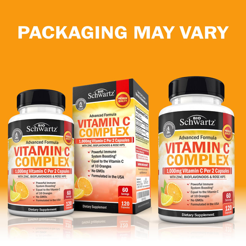 BioSchwartz Vitamin C Complex 1000mg with Rose Hips & Citrus Bioflavonoids | 120 Count