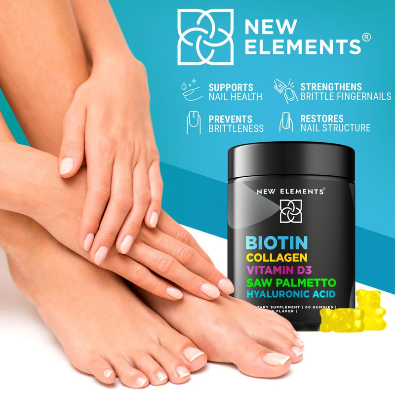 Biotin Gummies with Collagen, Vitamin D3, Saw Palmetto & Hyaluronic Acid for Hair, Skin & Nails
