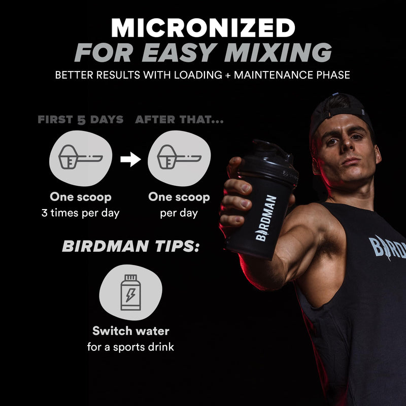 BIRDMAN Micronized Creatine Monohydrate Powder – 80 Servings (5g) | Vegan, Gluten Free, Sugar Free | 0.8 lb