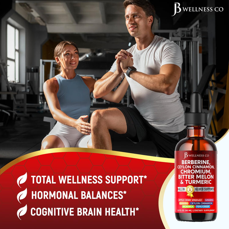 Berberine with Ceylon Cinnamon Liquid Drops 2 OZ | Bitter Melon, Glucomannan, Gymnema & More
