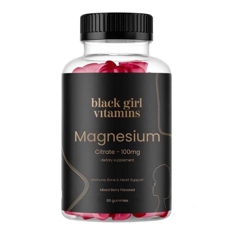 Black Girl Vitamins Magnesium Gummies - 100mg per Serving | Sleep, Immunity & Bone Support | Gluten-Free 60ct
