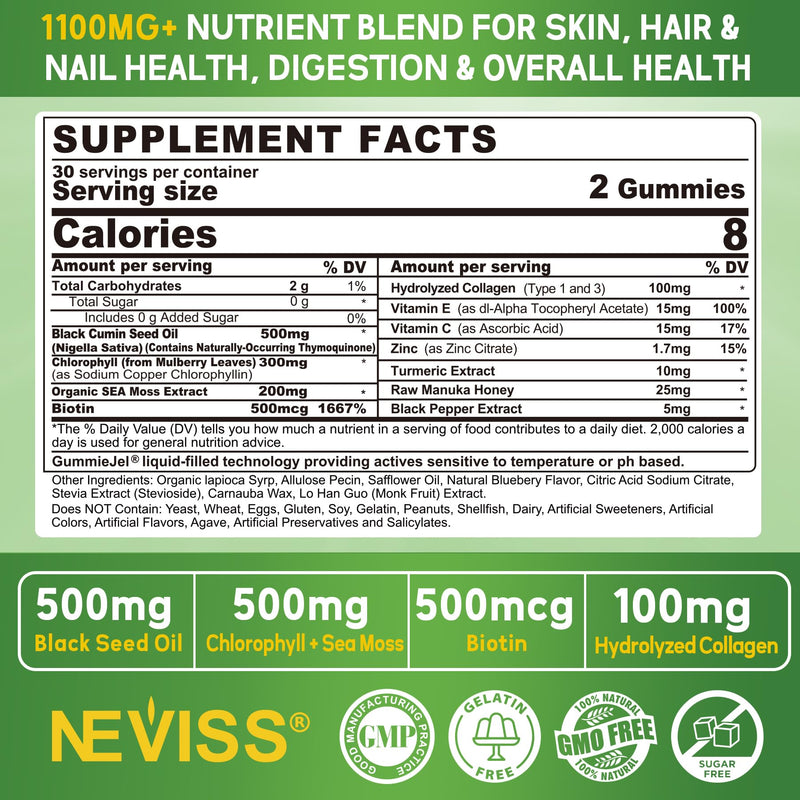 Black Seed Oil Gummies with Chlorophyll and Sea Moss – 500mg