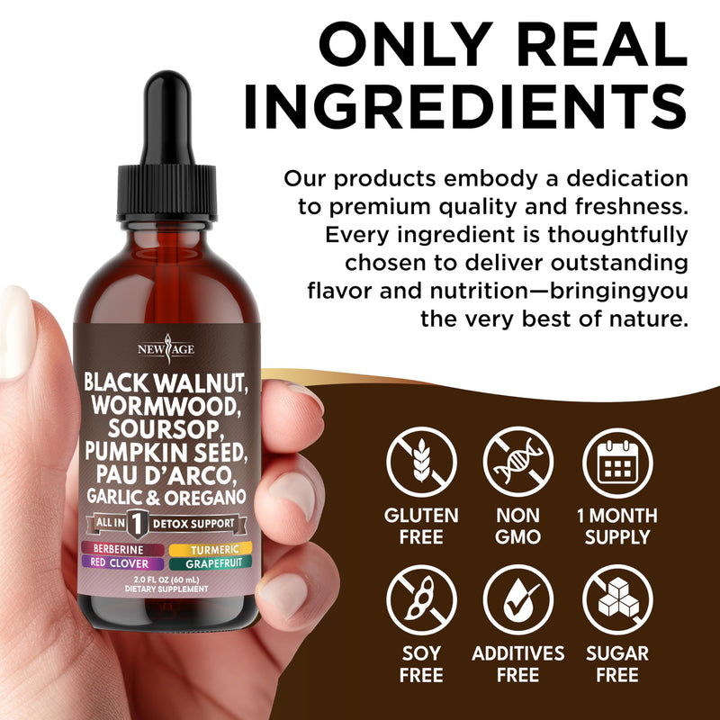 Black Walnut Wormwood Cleanse Drops - 4oz Liquid Tincture with Soursop & Herbs