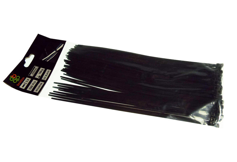 100 Cable Ties (3.6mm x 250mm) Black