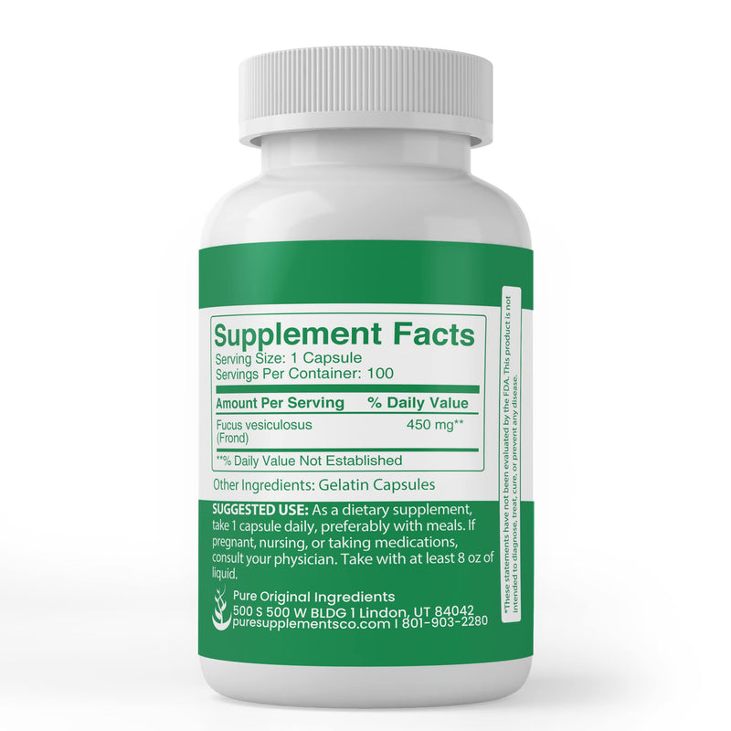 Bladderwrack Capsules – Pure Original Ingredients, 100 Count, Lab Verified