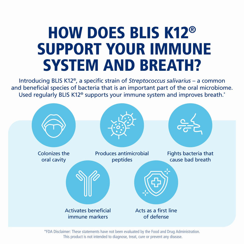 BLIS ThroatHealth K12 Probiotics - Immune & Throat Support, Vanilla, 60 Lozenges, 2.5B CFU