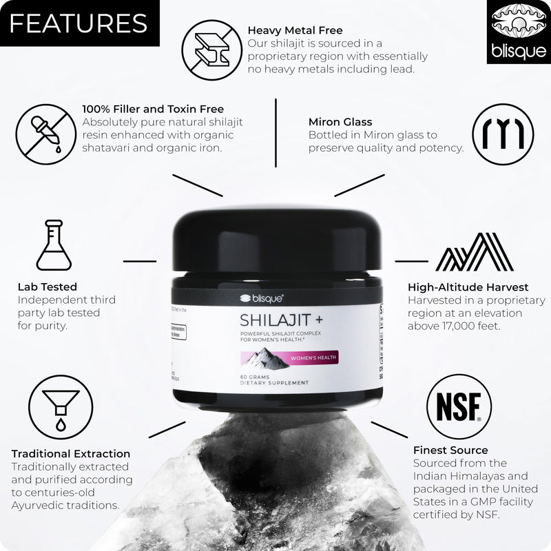 Blisque Shilajit Resin - Organic Himalayan Supplement for Women’s Health | 60g