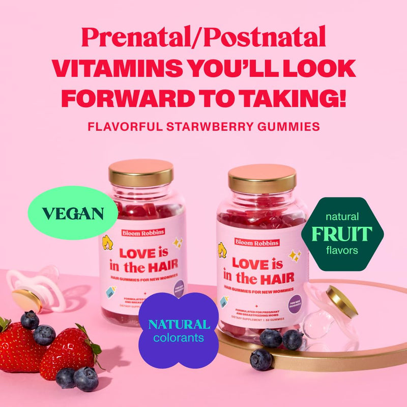 Bloom Robbins Hair Gummy Prenatal Vitamins for Women – 60 Prenatal Hair Gummies with Folic Acid & Vitamin B6