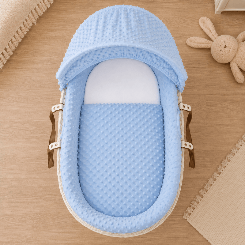 Blue Dimple Moses Basket Bedding Set