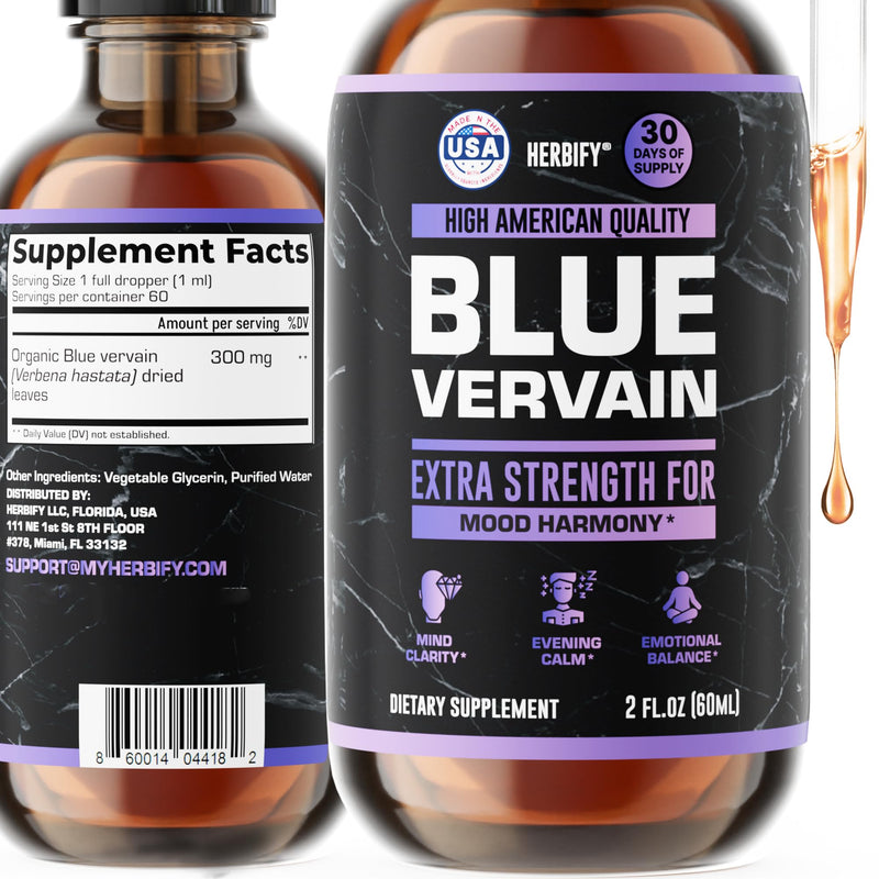 Blue Vervain Drops – Verbena Tincture for Mood & Balance (2 oz) – Made in USA
