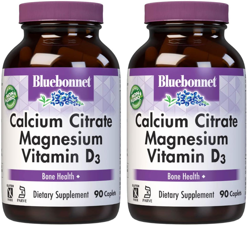 Bluebonnet Calcium Citrate Magnesium Plus Vitamin D3 Caplets – 90 Count Pack of 2