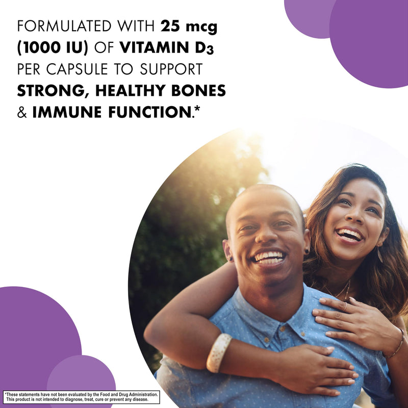 BlueBonnet Vitamin D3 1000 IU (25 mcg) – Strong Bones & Immune Support | 180 Veggie Capsules