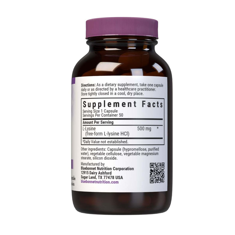 Bluebonnet L-Lysine 500 mg Capsules – 50 Count | Immune Support