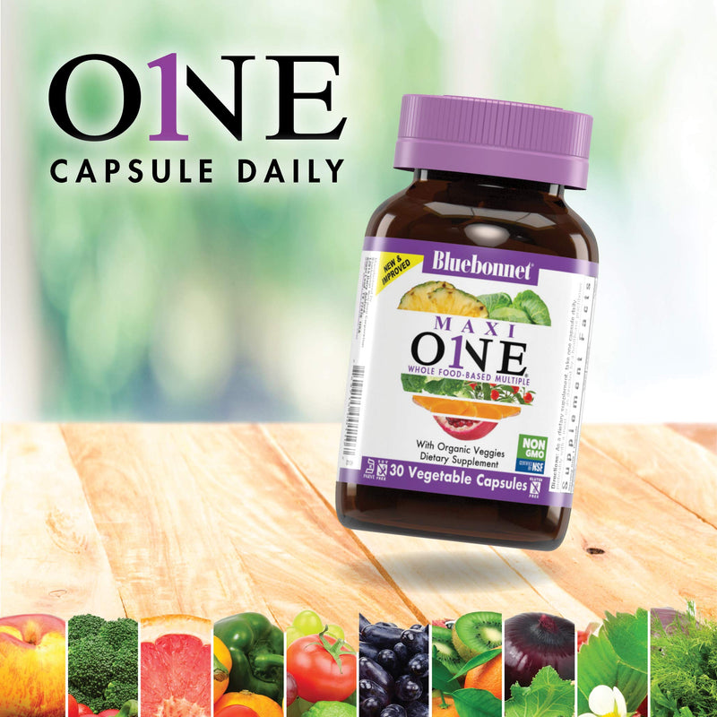BlueBonnet Maxi One Iron Caplets, 30 Count | Coenzyme B-Vitamins, K2 & Organic Veggies
