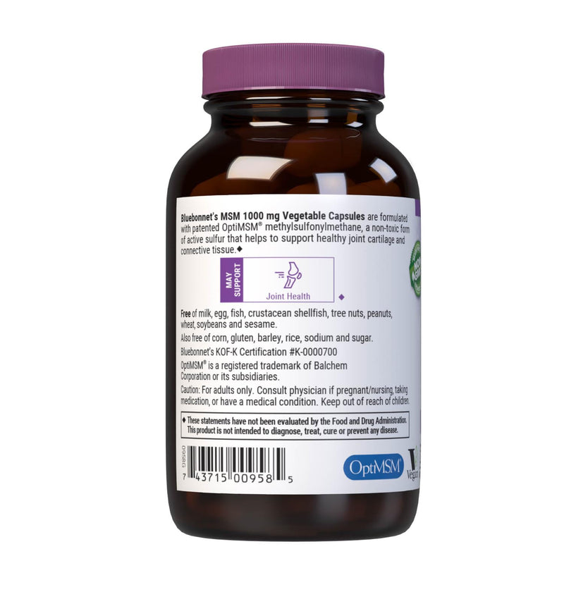 BlueBonnet MSM Supplement, 60 Vcaps – Supports Joint Health