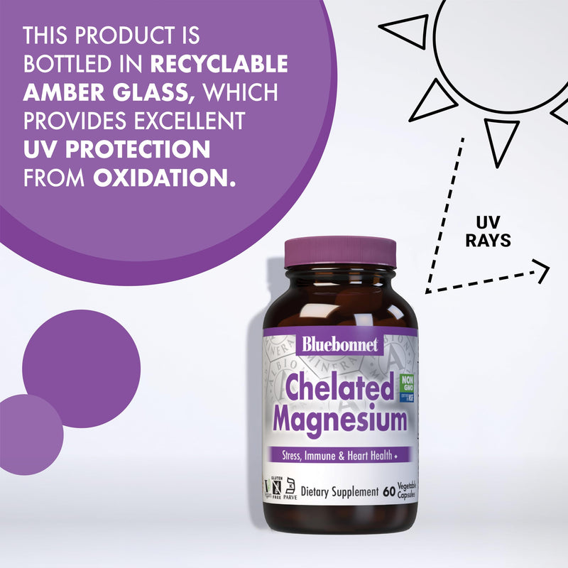 Bluebonnet Nutrition Albion Chelated Magnesium 200 mg – 120 Veggie Caps, Vegan, Kosher