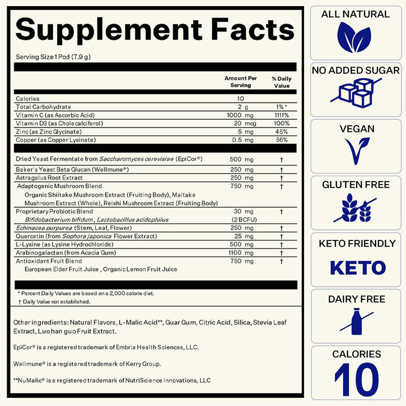Blueshift Immune Ultra – 5-in-1 Immune Support Powder Drink Mix (Blueberry Acai, 14 Pack)