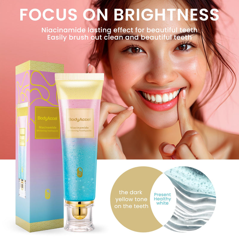 BodyAccel Niacinamide Whitening Toothpaste – Stain Removal, Gentle Care, Fluoride-Free