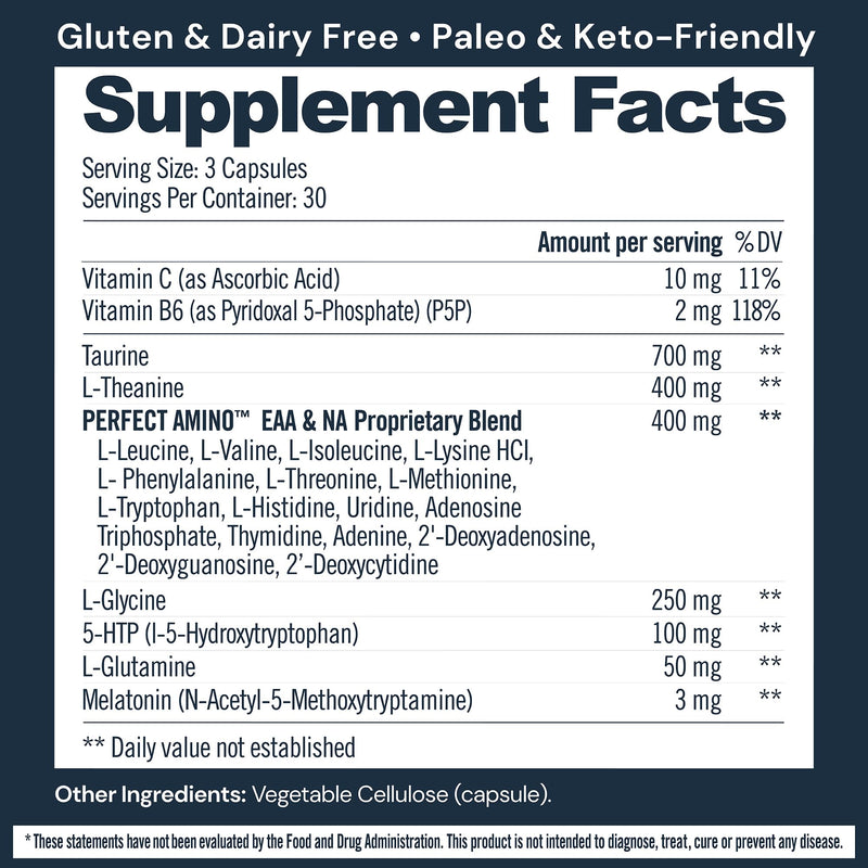 BodyHealth Sleep – Non-Habit Sleep Aid with 3 mg Melatonin & PerfectAmino | 90 Capsules