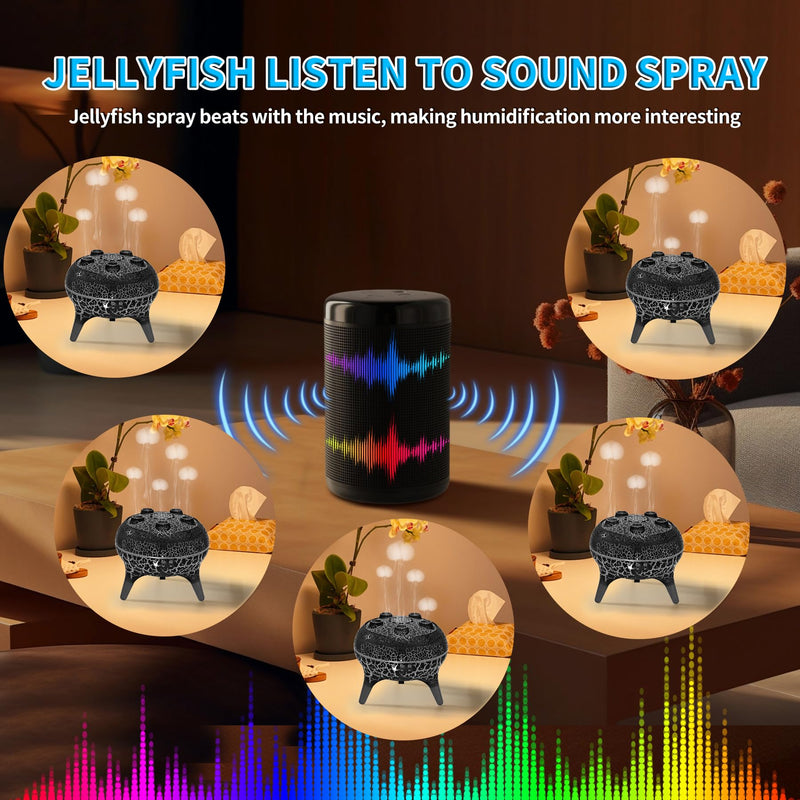 BOHOFAM Jellyfish Diffuser 250ML – Sound-Activated Mist, 7-Color Lights