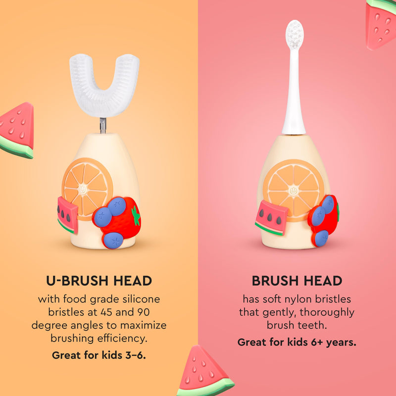 Boka Kids Sonic Electric Toothbrush – Rechargeable, Food-Grade Silicone Bristles, U Brush & Nylon Brush Set