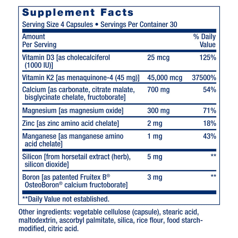 Bone Restore Elite Calcium with K2 - Life Extension | Gluten-Free & Non-GMO | 120 Capsules