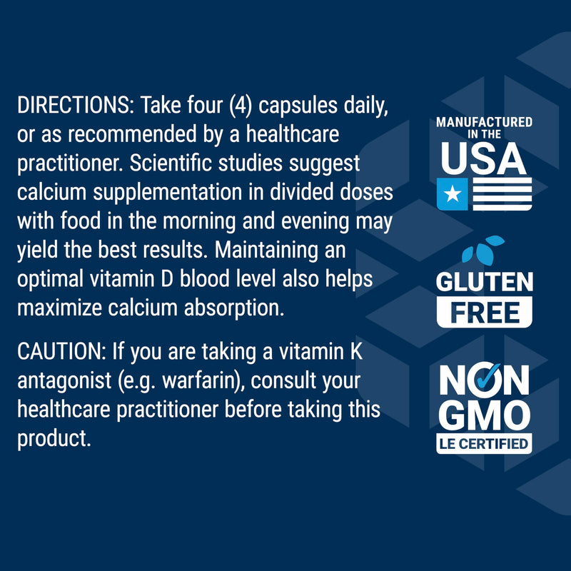 Bone Restore Elite Calcium with K2 - Life Extension | Gluten-Free & Non-GMO | 120 Capsules
