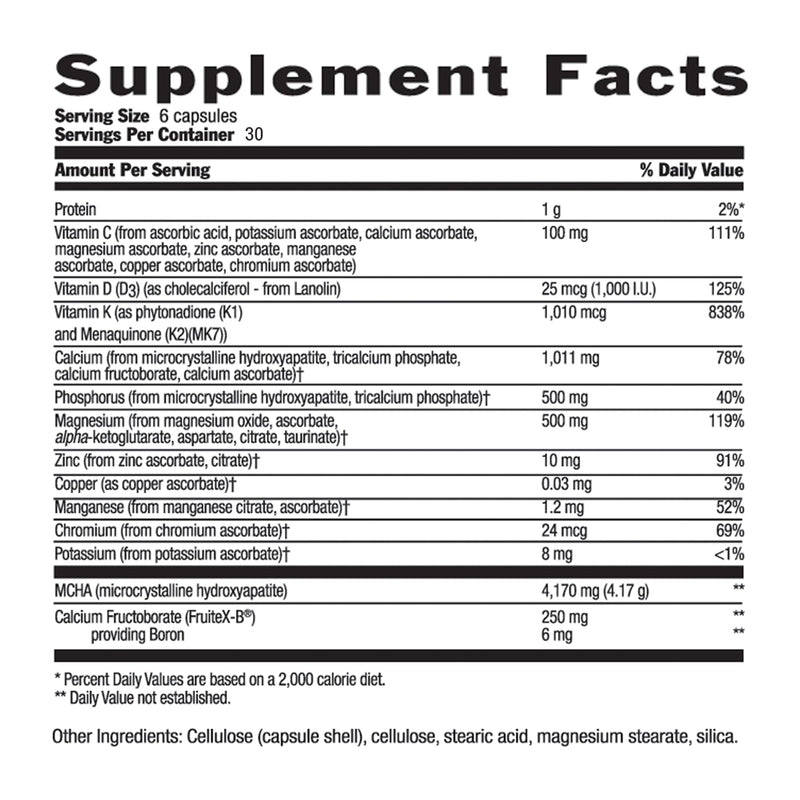 Bone Solid - MCHA Bone Health Supplement with Vitamin K2 & D3 | 180 Capsules