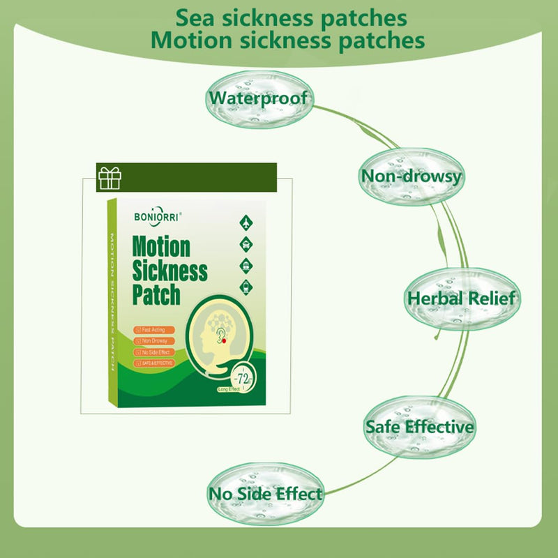 BONIORRI Motion Sickness Patches - Non-Drowsy Sea & Travel Relief (24 Count)