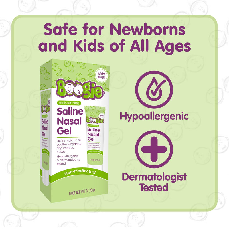 Boogie Saline Nasal Gel – Aloe & Isotonic Saline, Unscented, Pack of 2
