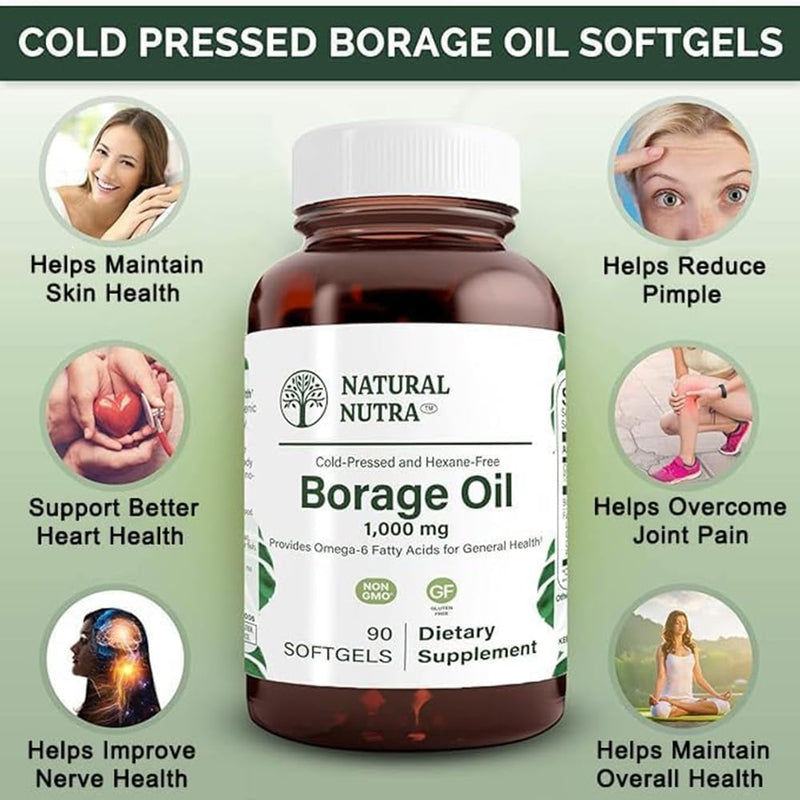 Natural Borage Oil with GLA – Skin, Nerve & Joint Support (90 Softgels)