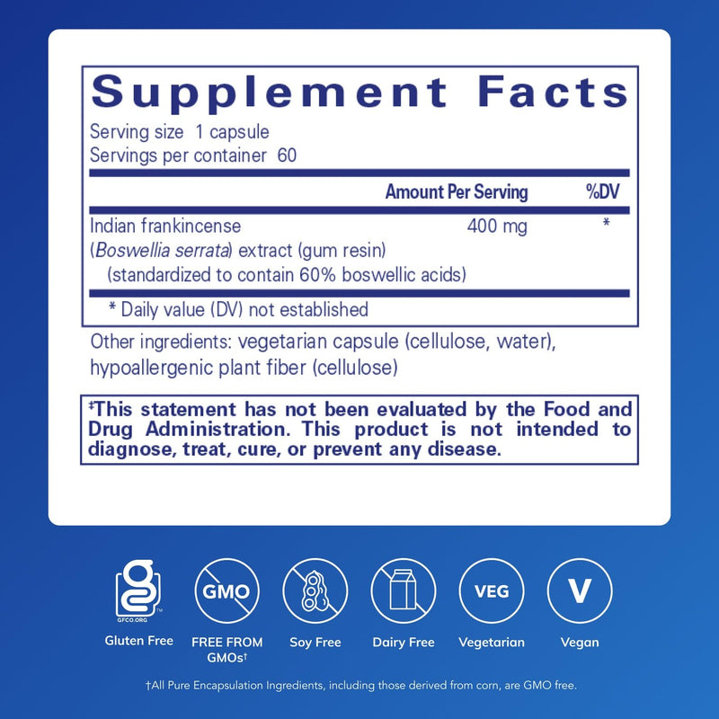 Pure Encapsulations Boswellia – Joint Health & Digestive Support (60 Caps) – Non-GMO & Vegan