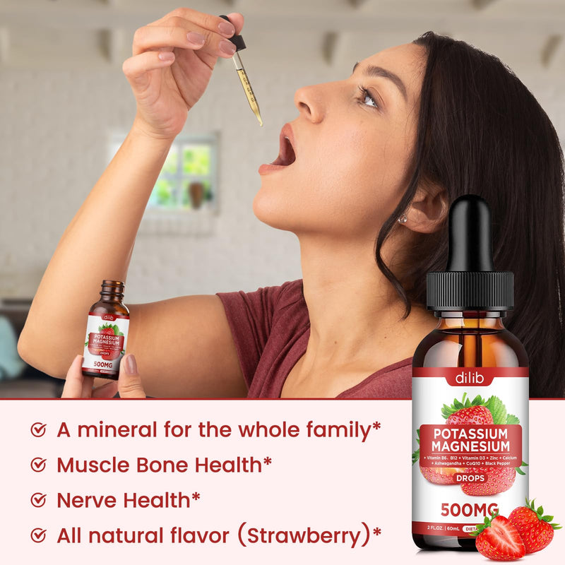 Potassium Magnesium Citrate Liquid Drops 500mg – Vegan 2 Pack