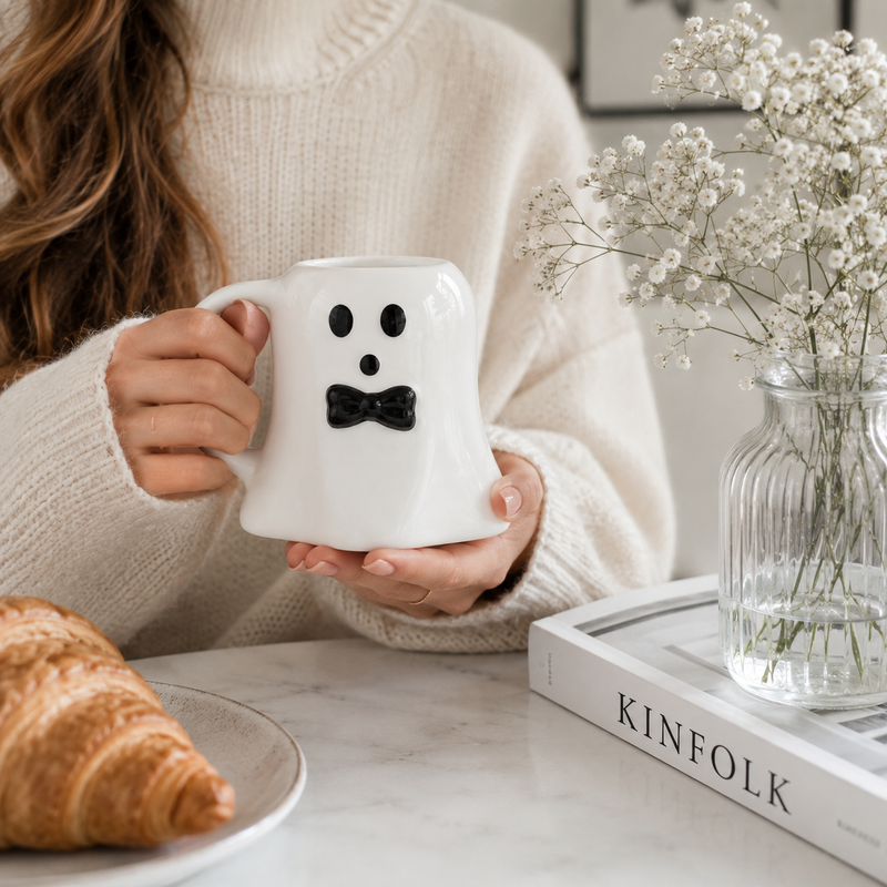 Halloween Ghost Mug With Bow Tie