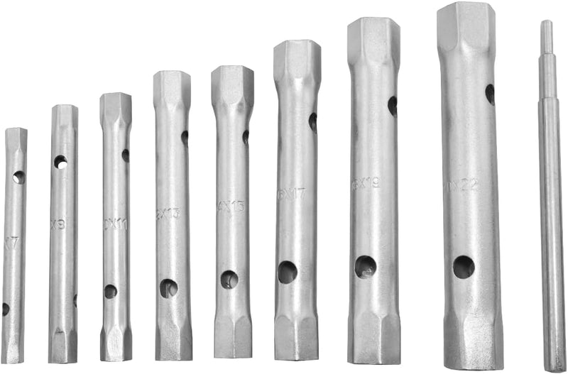 8pc Tubular Box Spanner Set 6mm–22mm with Tommy Bar