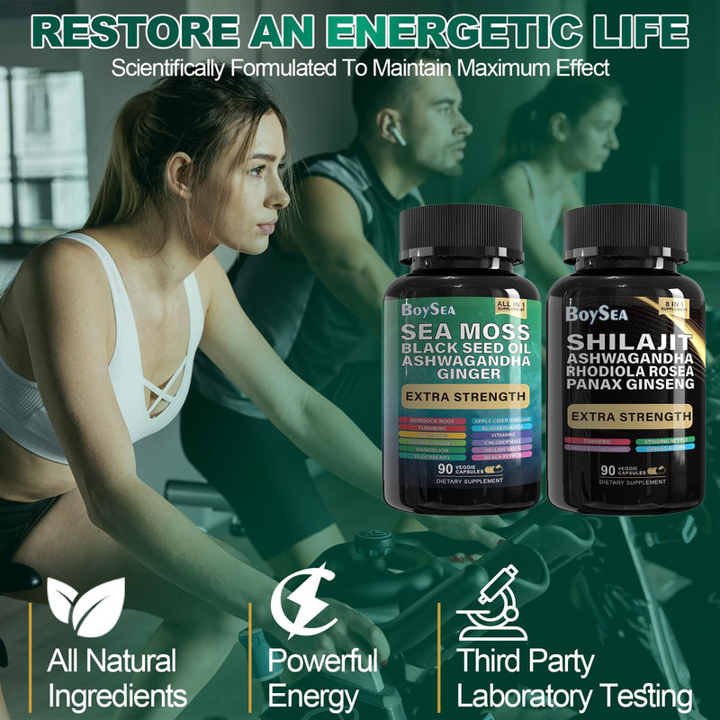 Boysea Shilajit & Sea Moss Bundle - 90 Count - All-in-One Capsules
