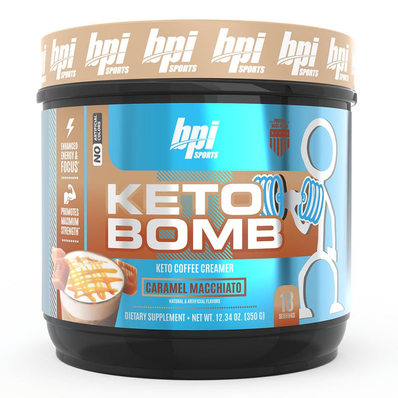 BPI Sports Keto Bomb Coffee Creamer – Caramel Macchiato, 18 Servings | Keto, MCT & Electrolytes