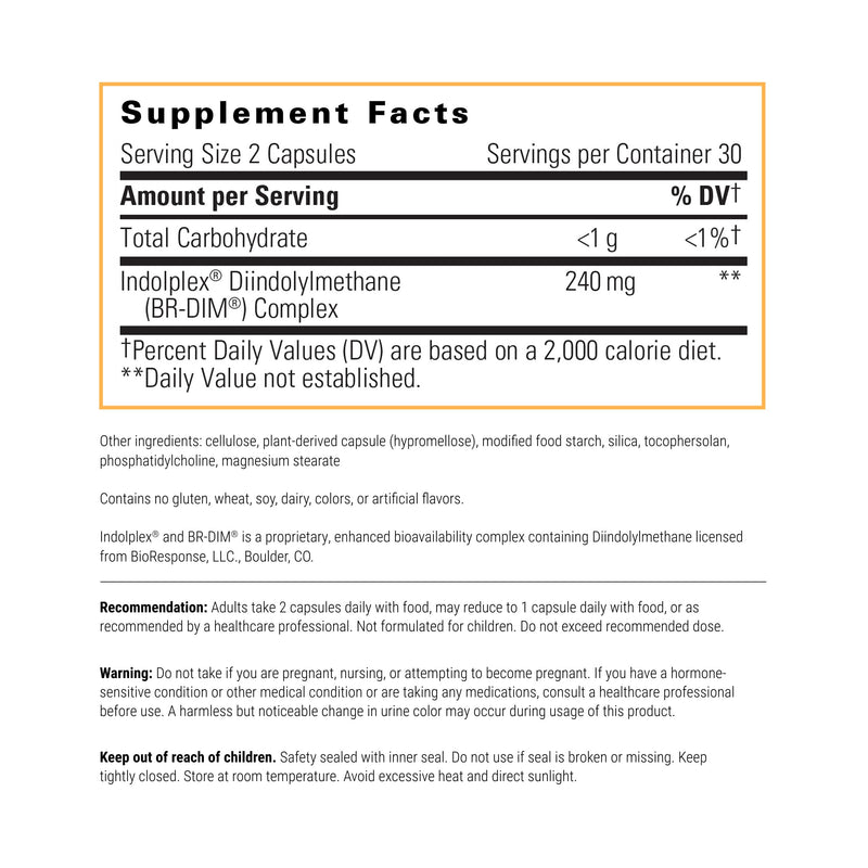 Integrative Therapeutics Indolplex – 240mg Bioavailable DIM for Hormone Balance Support; Gluten & Dairy Free - 60 Capsules