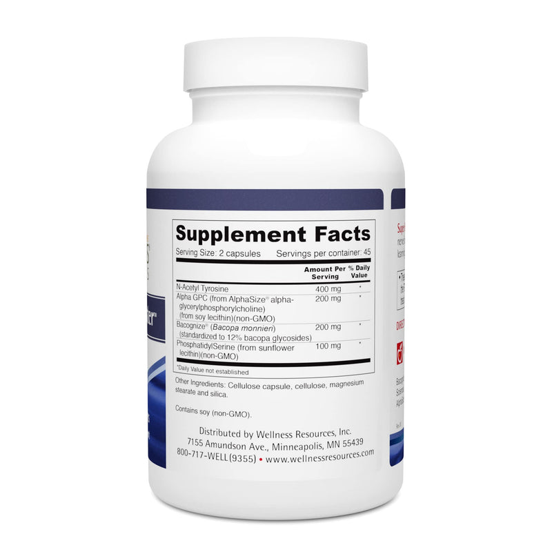 Wellness Resources Super Brain Booster – Phosphatidylserine, N-Acetyl Tyrosine, Alpha GPC & Bacopa (90 Capsules)