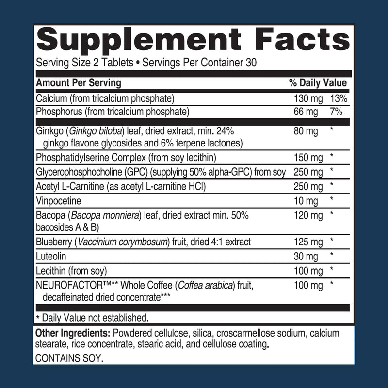 Advanced Memory Formula | Brain Booster Supplement by Advanced Bionutritionals | 60 Tablets